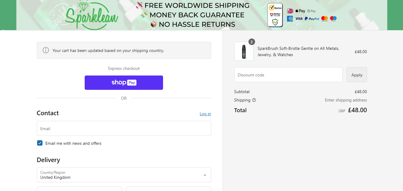 How to apply Sparklean coupon code